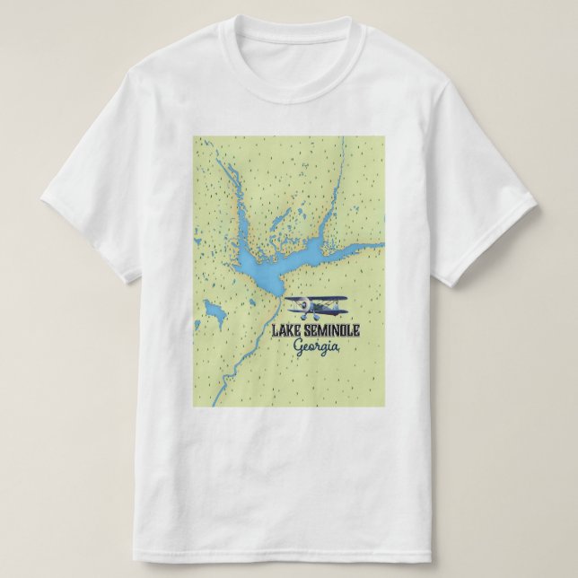 Lake Seminole Georgia Map poster T-Shirt (Design Front)