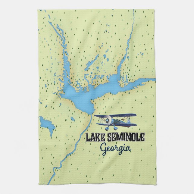 Lake Seminole Georgia Map poster Tea Towel (Vertical)