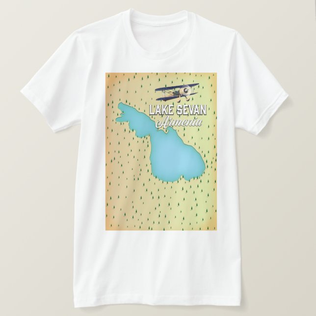 Lake Sevan Armenia map T-Shirt (Design Front)
