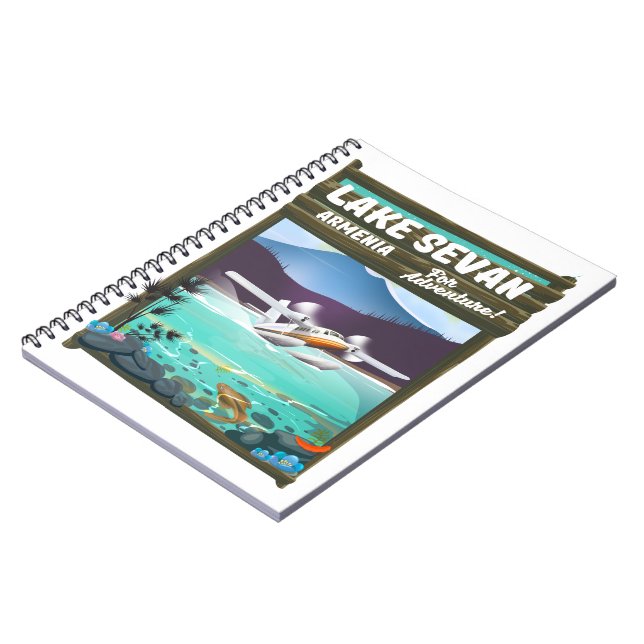Lake Sevan Armenia vintage style travel poster Notebook (Left Side)