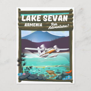 Lake Sevan Armenia vintage style travel poster Postcard