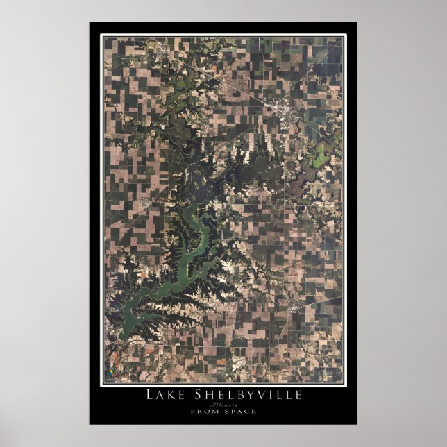 Lake Shelbyville Illinois Satellite Poster Map (Front)