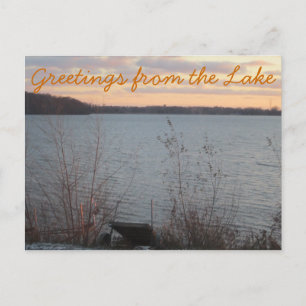 Lake Shore Sunset "Greetings from Lake" Postcard