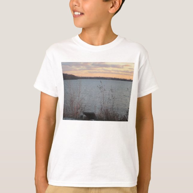Lake Shore Sunset Kids Basic T-Shirt (Front)