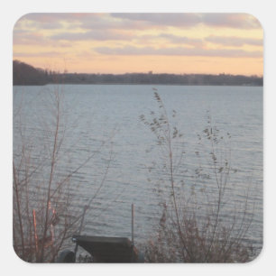 Lake Shore Sunset Square Stickers - Set of 20