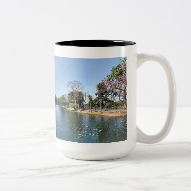 lake side view  Two-Tone coffee mug (Right)
