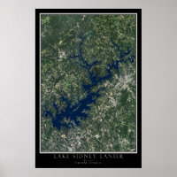 Lake Sidney Lanier Georgia Satellite Poster Map