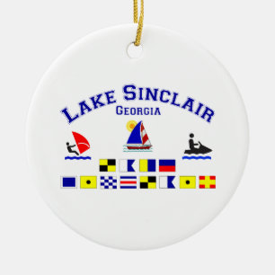 Lake Sinclair GA Signal Flags Ceramic Tree Decoration