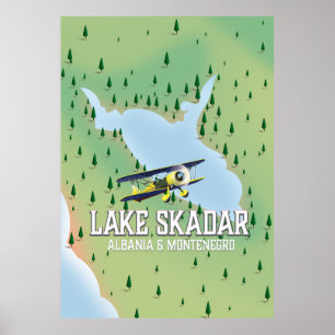 Lake Skadar Albania and Montenegro lake map Poster