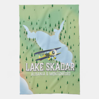 Lake Skadar Albania and Montenegro lake map Tea Towel
