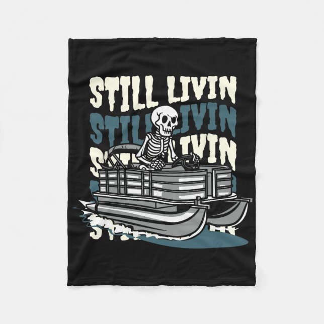 Lake Skeleton - Boating Pontoon Boat  Fleece Blanket (Front)