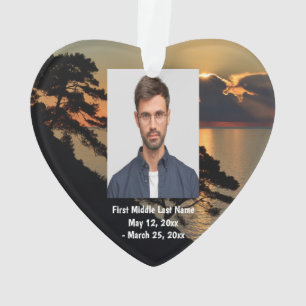 Lake Sky Landscape Clouds Dated Photo Custom Ornament