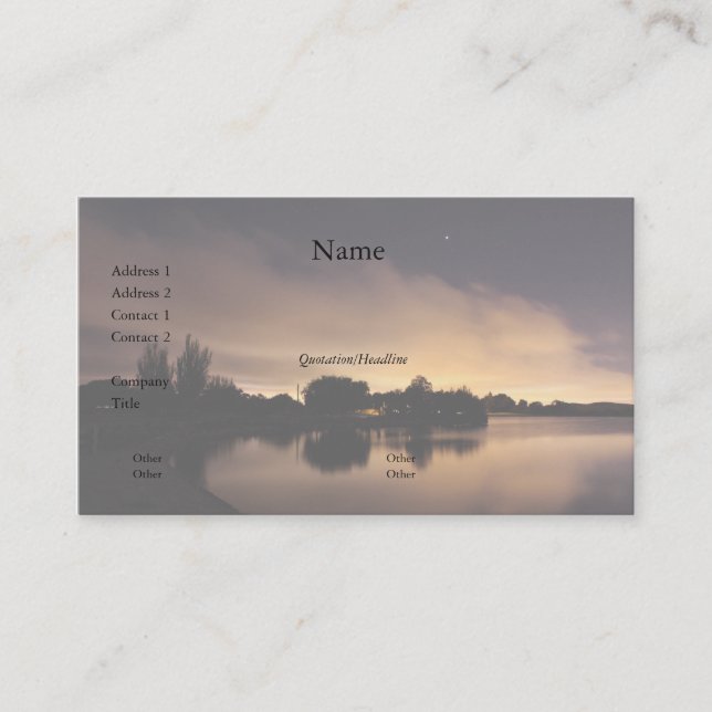 Lake Skyline at Night 1 Business Card (Front)