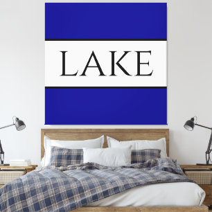 LAKE Sporty Bold Navy Blue White Summer Stripes Canvas Print