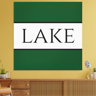 LAKE Sporty Fun Bold Camp Green White Stripes Canvas Print