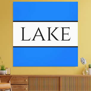 LAKE Sporty Fun Bright Blue White Summer Stripes Canvas Print