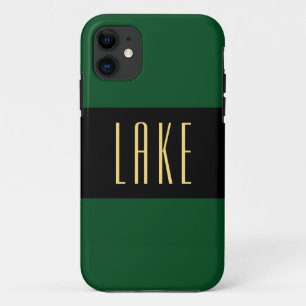 LAKE Sporty Wide Dark Camp Green Black Stripes iPhone 11 Case
