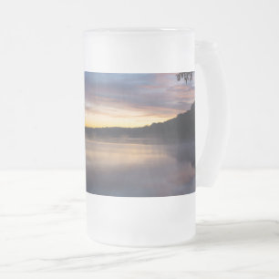 Lake Springfield Autumn Sunrise Frosted Glass Beer Mug