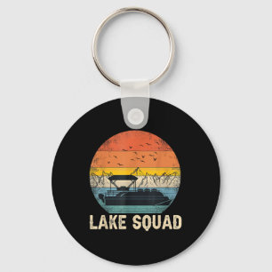 Lake Squad Vintage Pontoon Boat Captain Summer Vib Key Ring