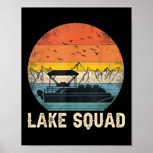 Lake Squad Vintage Pontoon Boat Captain Summer Vib Poster