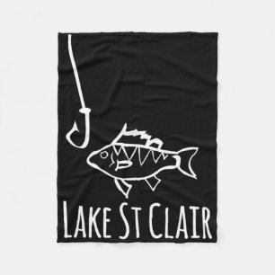 Lake St Clair Michigan Fishing Fish With Hook Whim Fleece Blanket