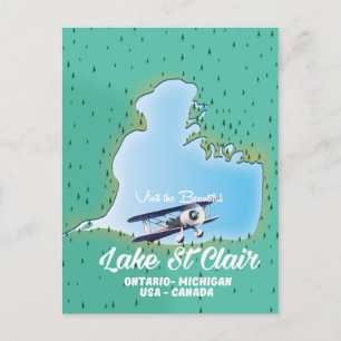 lake St Clair USA Canada lake map Postcard