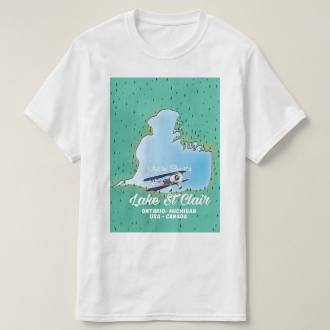 lake St Clair USA Canada lake map T-Shirt (Design Front)