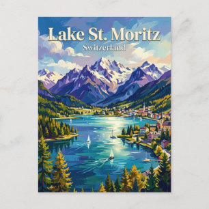 Lake St. Moritz Switzerland Postcard