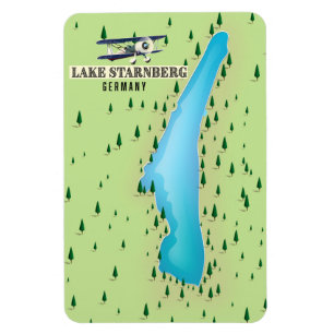 Lake Starnberg Germany vintage style map poster. Magnet