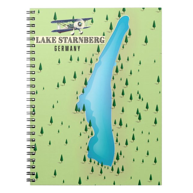 Lake Starnberg Germany vintage style map poster. Notebook (Front)
