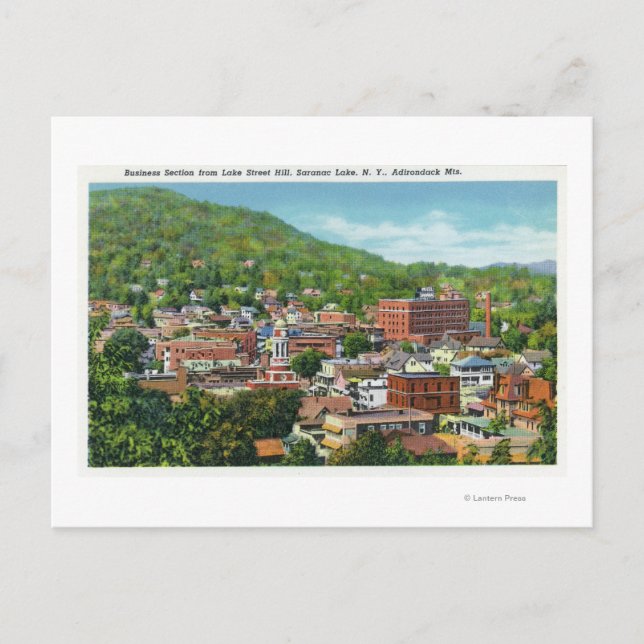 Lake Street Hill View of Business Section Postcard (Front)