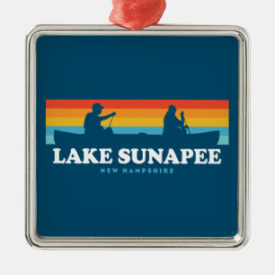 Lake Sunapee New Hampshire Canoe Metal Tree Decoration