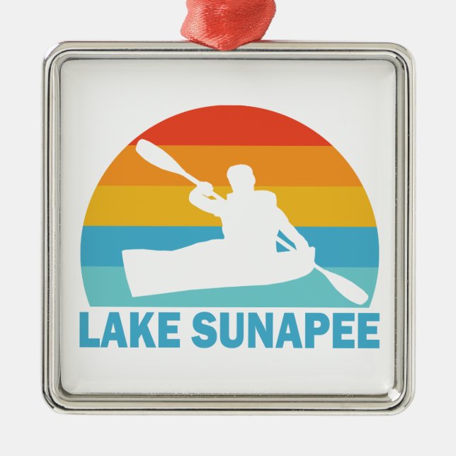 Lake Sunapee New Hampshire Kayak Metal Tree Decoration (Front)