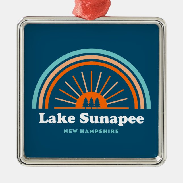Lake Sunapee New Hampshire Rainbow Metal Tree Decoration (Front)