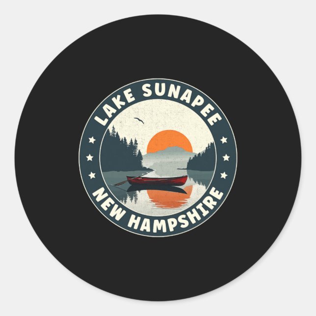 Lake Sunapee New Hampshire Sunset T Shirt  Classic Round Sticker (Front)