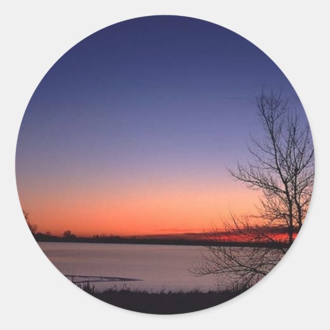 Lake Sunrise Classic Round Sticker (Front)