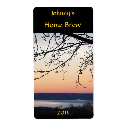 Lake Sunset Beer Label Shipping Label