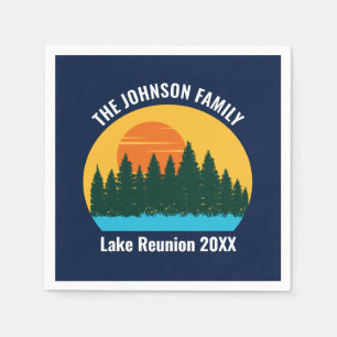 Lake Sunset Family Reunion Cute Custom Party Napkin
