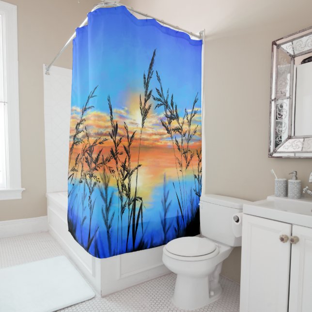 Lake Sunset Shower Curtain (In Situ)