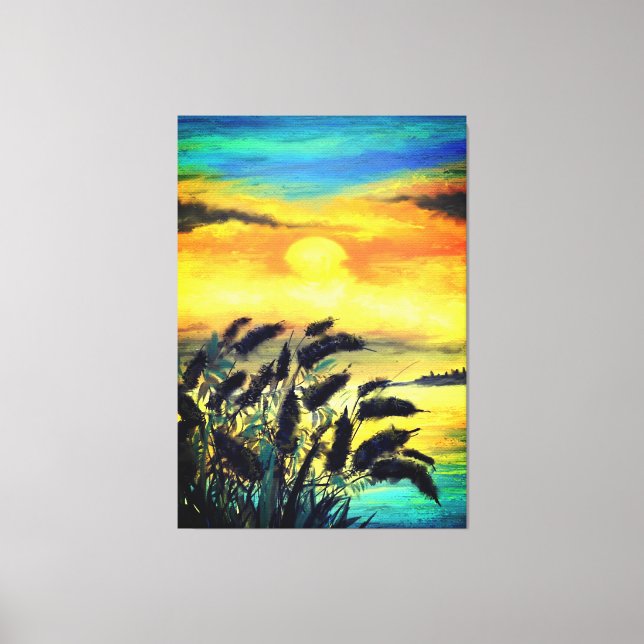 Lake Sunset - Watercolor Canvas Print (Front)