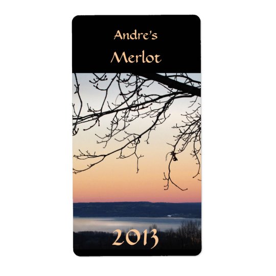 Lake Sunset Wine Label Shipping Label