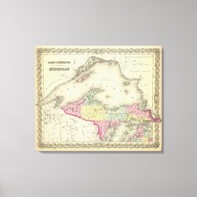 Lake Superior And The Northern Part Of Michigan Canvas Print (Front)