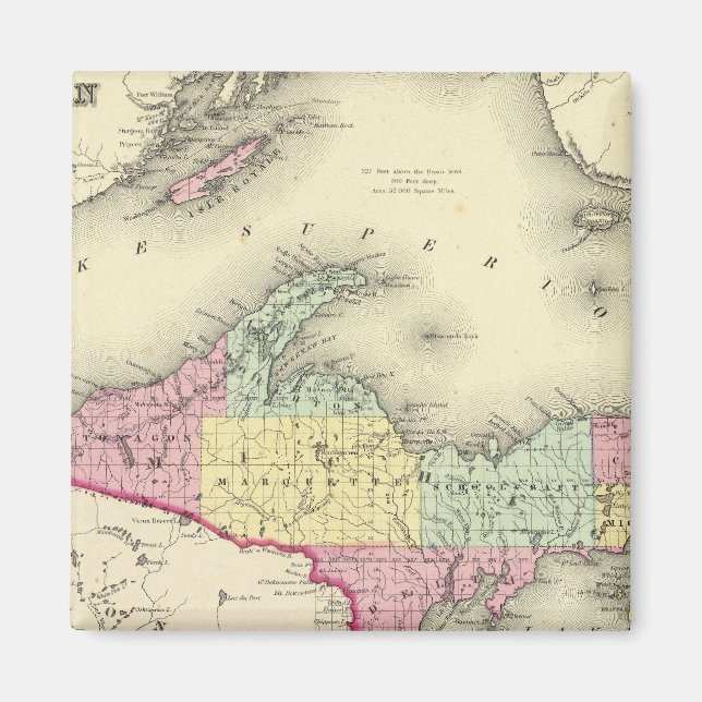 Lake Superior And The Northern Part Of Michigan Magnet (Front)