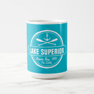 Lake Superior, custom town, name, anchor, paddles Coffee Mug
