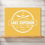 Lake Superior, custom town, name, anchor, paddles Poster<br><div class="desc">This Lake Superior nautical anchor design is personalized with your favorite Minnesota, Wisconsin, Michigan or Ontario lakeside town or area (such as Duluth, Beaver Bay, Lutsen, Grand Marais, Two Harbors, Bayfield, Madeline Island, Baileys Harbor, Egg Harbor, Sturgeon Bay, Marquette, Munising, Big Bay, Thunder Bay, etc.) and your name (or delete)....</div>