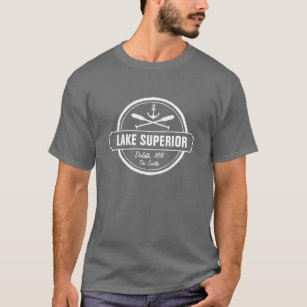 Lake Superior, custom town, name, anchor, paddles T-Shirt