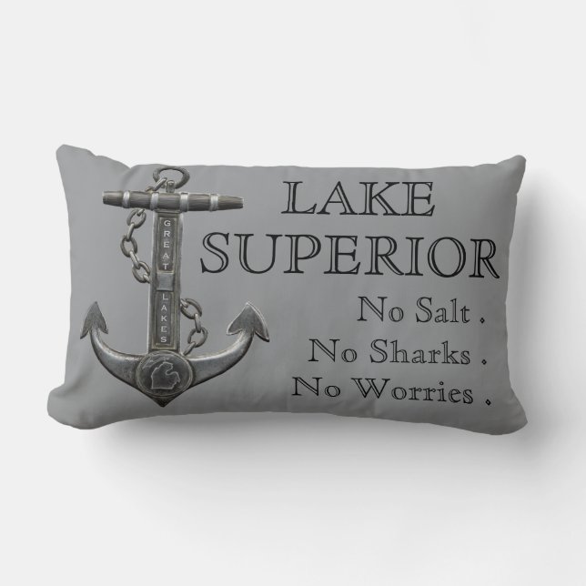 Lake Superior distressed nautical pirate anchor Lumbar Cushion (Front)