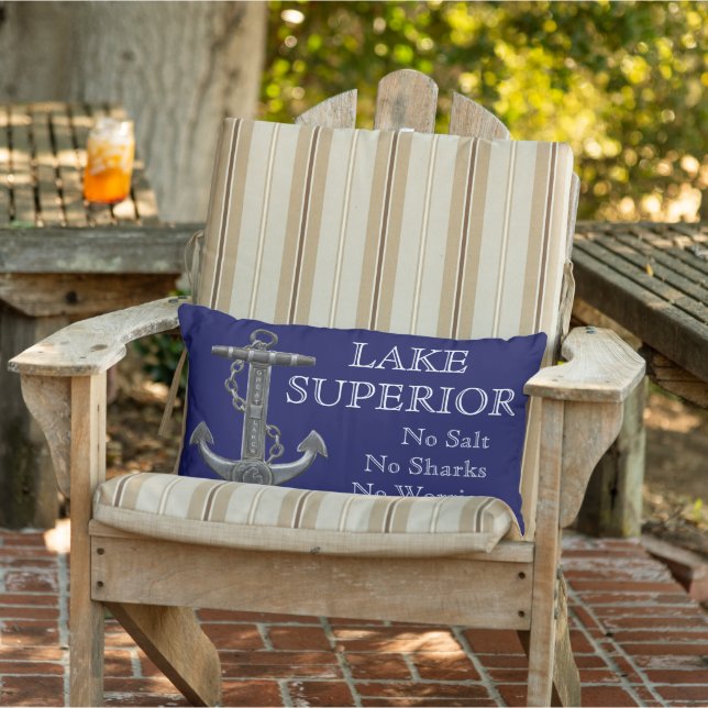 Lake Superior distressed nautical pirate anchor  Lumbar Cushion (Chair)