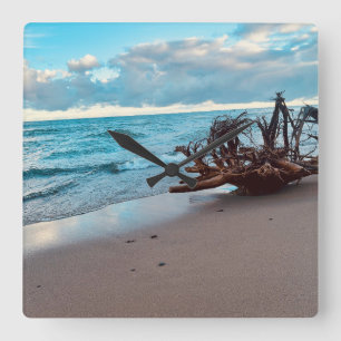 Lake Superior Driftwood roots #2  Square Wall Clock