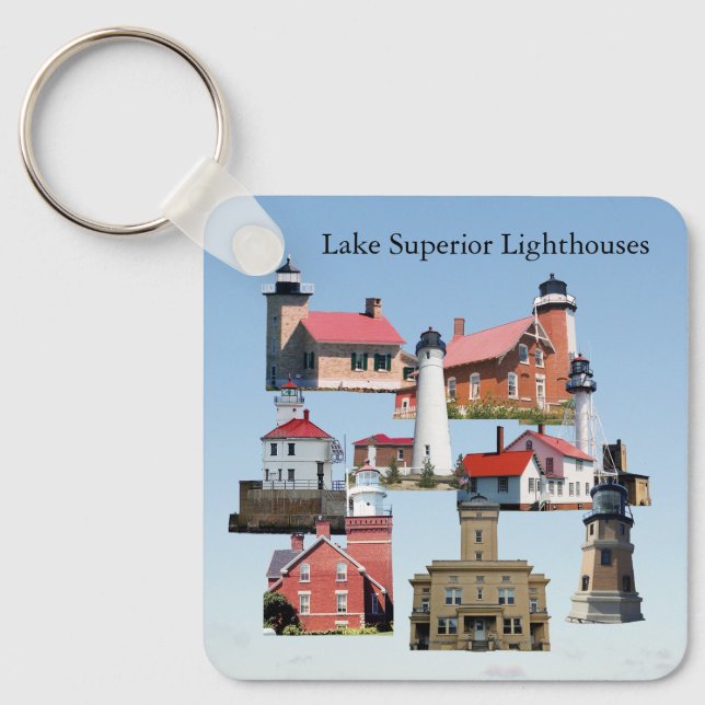 Lake Superior Lighthouses metal key chain (Front)